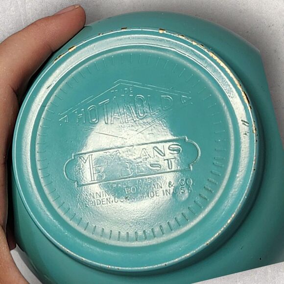 Vintage Manning Bowman Art Deco Turquoise Thermos & Tray w/ Glass Stopper Chrome - Picture 12 of 16